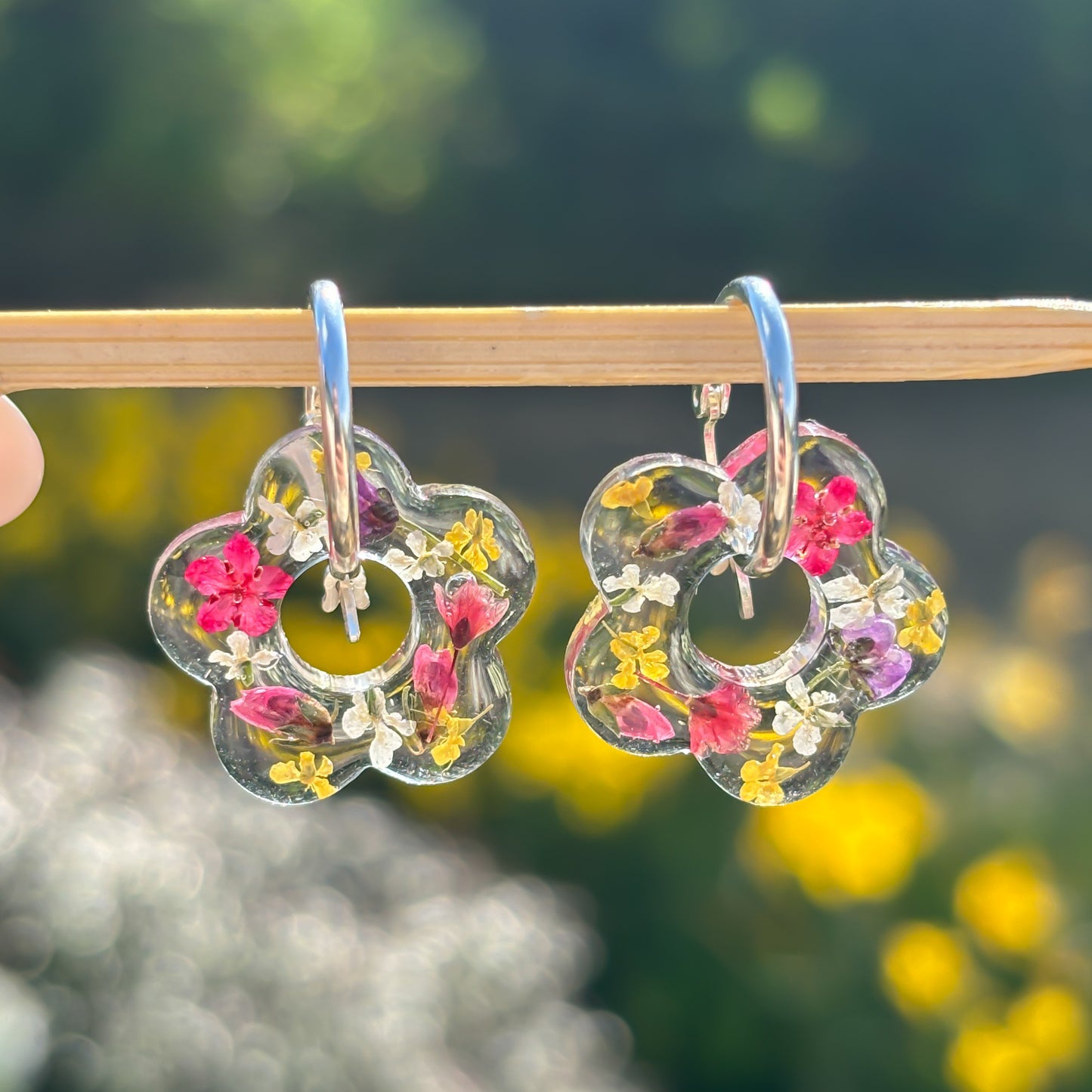 Floral Huggie Hoops