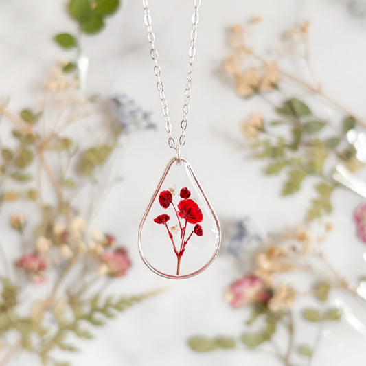 Sterling Silver Poppy Necklace